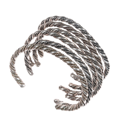 6" 6 Stacking Navajo twisted silver wire cuff bracelets