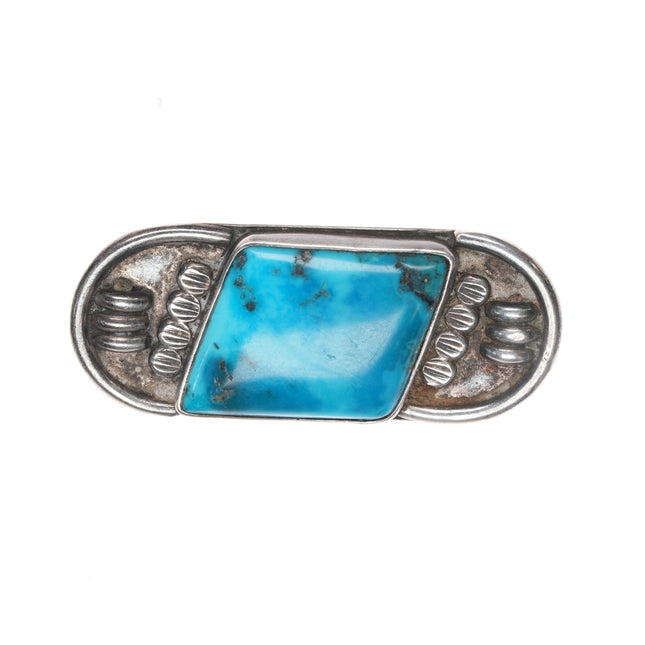 40's-50's Zuni sterling pin with turquoise