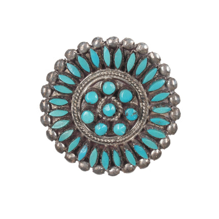 Vintage Zuni silver and turquoise petit point pendant/ pin