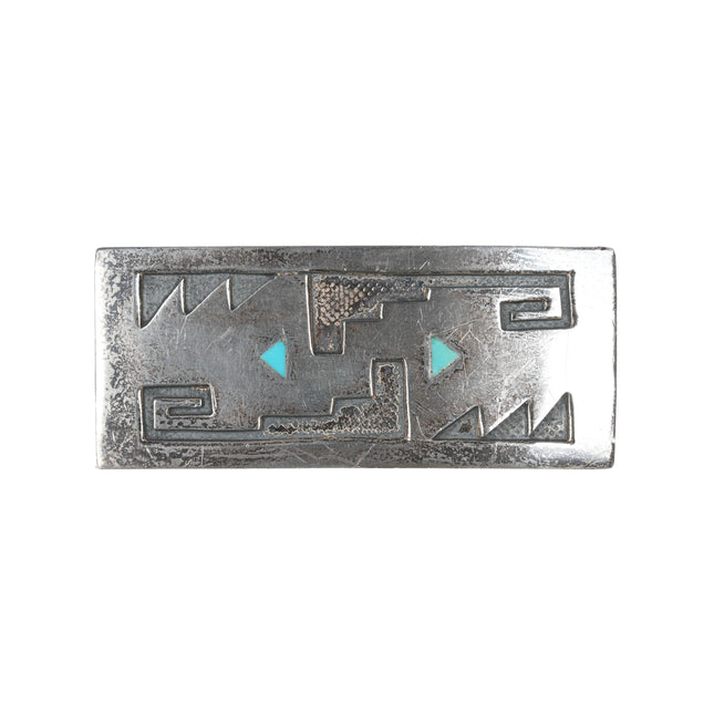 1950's Navajo belt buckle with inlaid turquoise