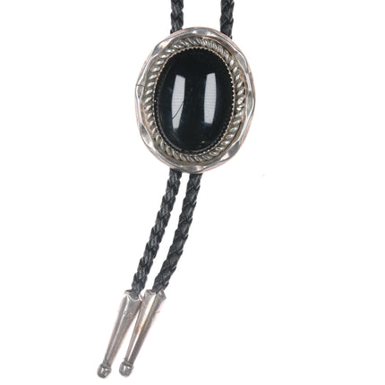 1980's Onyx Sterling Native American bolo tie