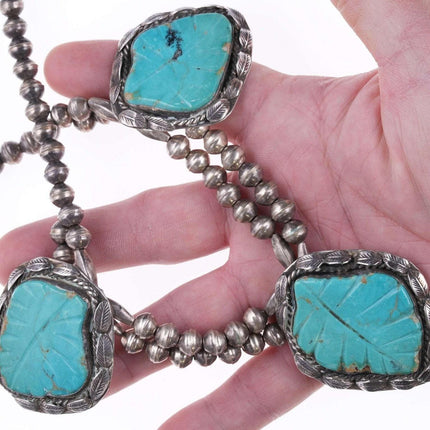 Vintage Zuni Carved turquoise choker necklace