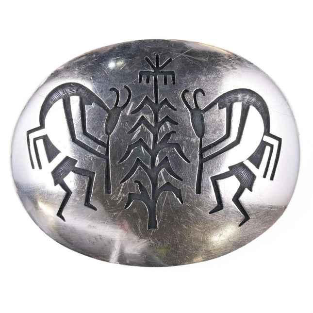 Fibbia della cintura Kokopelli vintage Hopi in argento sterling