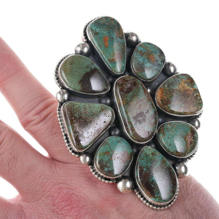 sz8 Ernest Begay Navajo Oversized turquoise cluster ring