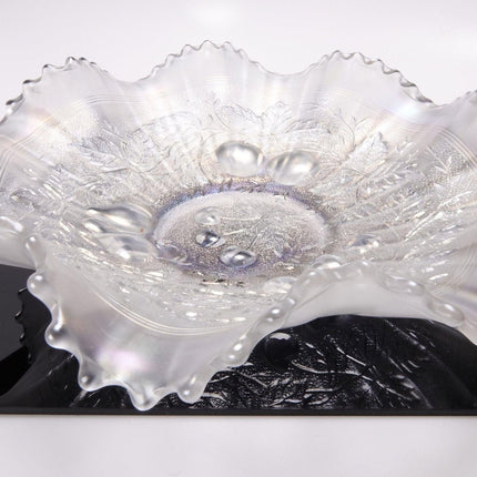 c.1910 Northwood White Carnival Glass Three Fruits Stippled Bowl 9"