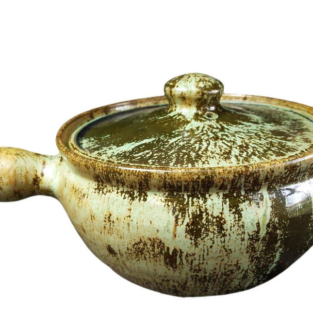 A.R. Cole Pottery Frogskin Green Covered Auflaufform