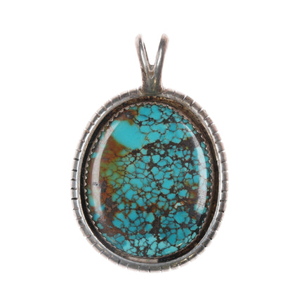 Vintage Native American sterling spiderweb turquoise pendant