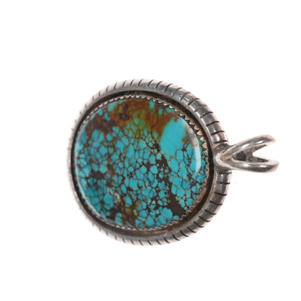 Vintage Native American sterling spiderweb turquoise pendant