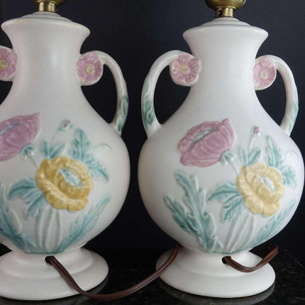 Rare 1950's American Hull Art Pottery Lamps Pair