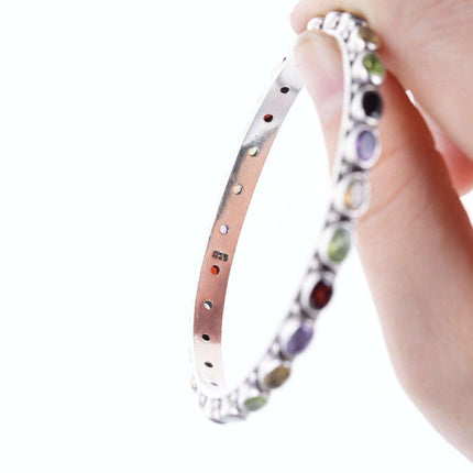 Retro Sterling Granat, Amethyst, Peridot, Topas Armreif