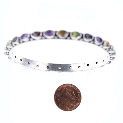 Retro Sterling Granat, Amethyst, Peridot, Topas Armreif