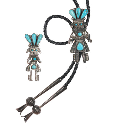 Alonzo Hustito Zuni (1910-1990) Perak Kachina Bolo dan set liontin/pin