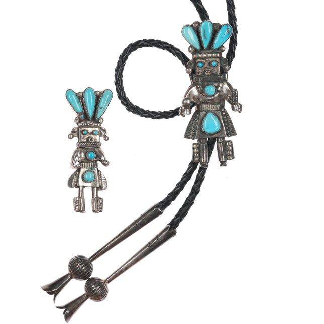 Alonzo Hustito Zuni (1910-1990) Silver Kachina Bolo and pendant/pin set