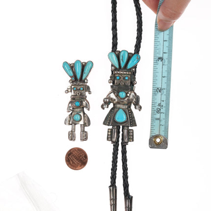 Alonzo Hustito Zuni (1910-1990) Juego de bolo Kachina de plata y colgante/pin