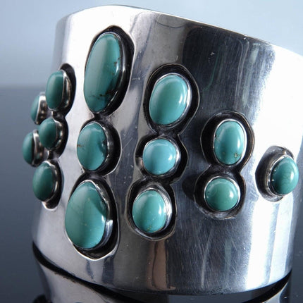 Albert Cleveland Navajo Sterling and turquoise modernist bracelet