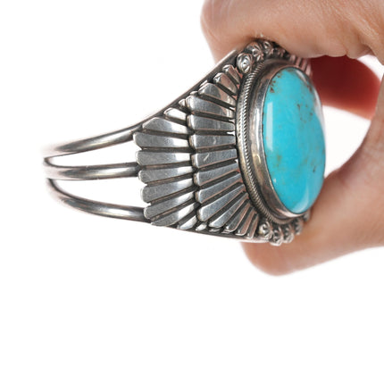 6.5" Ernest Bilagody Navajo silver and turquoise cuff bracelet