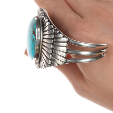 6.5" Ernest Bilagody Navajo silver and turquoise cuff bracelet