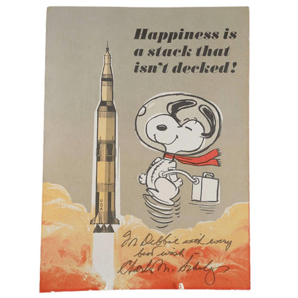 c1968 Apollo 8 Signed Charles Schultz Snoopy Astronaut poster