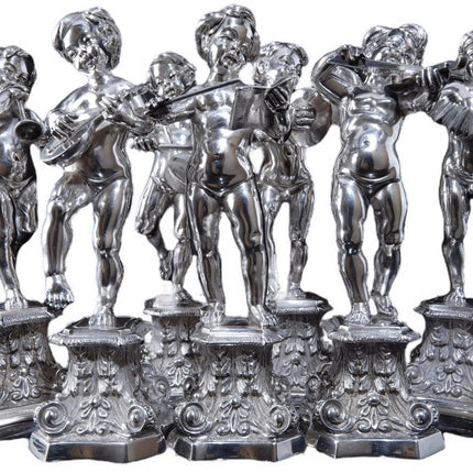 Italian Fassi Arno 800 Silver Allegorical Cherubs Musician Group