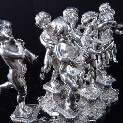 Italian Fassi Arno 800 Silver Allegorical Cherubs Musician Group