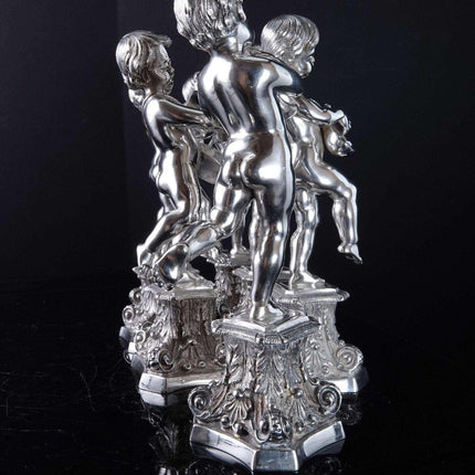 Italian Fassi Arno 800 Silver Allegorical Cherubs Musician Group