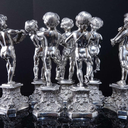 Italian Fassi Arno 800 Silver Allegorical Cherubs Musician Group