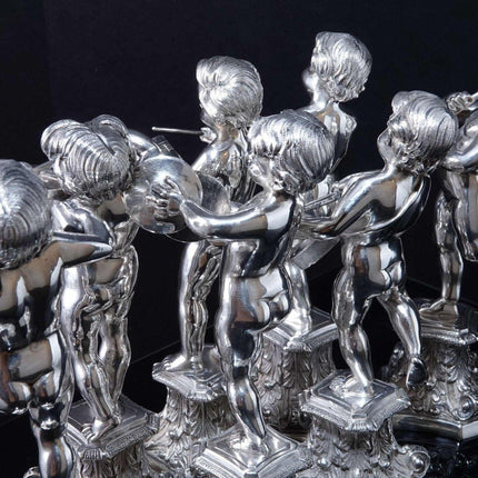 Italian Fassi Arno 800 Silver Allegorical Cherubs Musician Group