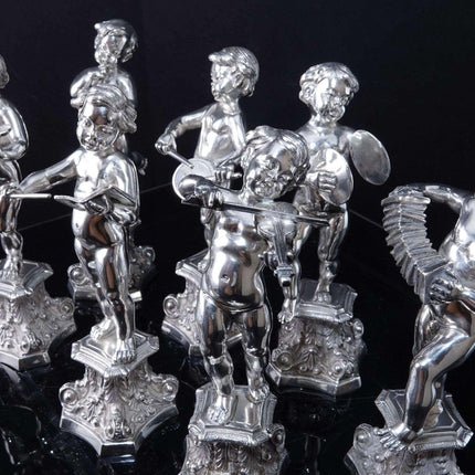 Italian Fassi Arno 800 Silver Allegorical Cherubs Musician Group