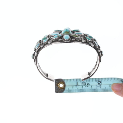 6 7/8" 30's-40's Navajo Silver Turquoise cluster bracelet