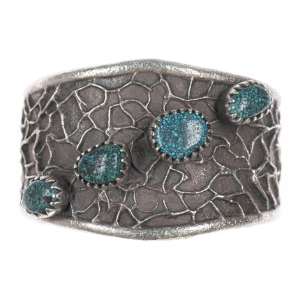 6.5" Samuel LaFountain - Diné, Turtle Mountain Chippewa Tufa Cast spiderweb turquoise cuff bracelet