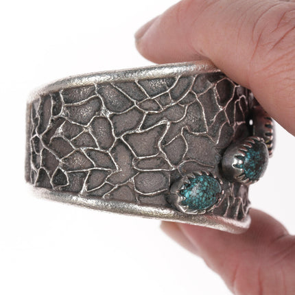 6.5" Samuel LaFountain - Diné, Turtle Mountain Chippewa Tufa Cast spiderweb turquoise cuff bracelet