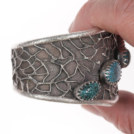 6.5" Samuel LaFountain - Diné, Turtle Mountain Chippewa Tufa Cast spiderweb turquoise cuff bracelet