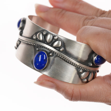 6 5/8" Running Bear shop Southwestern sterling and lapis cuff bracelet