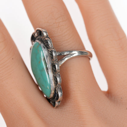 sz7 Large Vintage Native American silver and turquoise ring