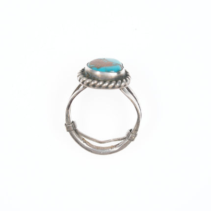 sz6.75 Vintage navajo silver and turquoise ring with rope edge