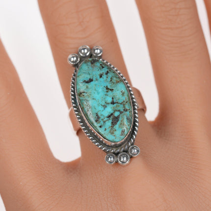 sz7 Elle Curley Jackson Navajo silver and turquoise ring