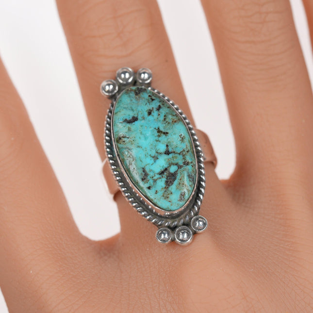 sz7 Elle Curley Jackson Navajo silver and turquoise ring