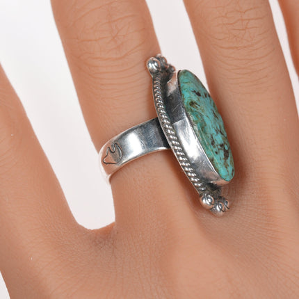 sz7 Elle Curley Jackson Navajo silver and turquoise ring