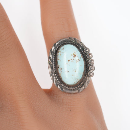 sz3 Burt Francisco Navajo silver and turquoise ring