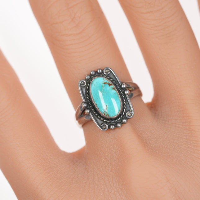 sz8 Vintage Native American silver ring with gorgeous turquoise