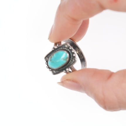 sz8 Vintage Native American silver ring with gorgeous turquoise