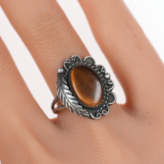 sz7.25 Vintage Native American silver cat's eye ring