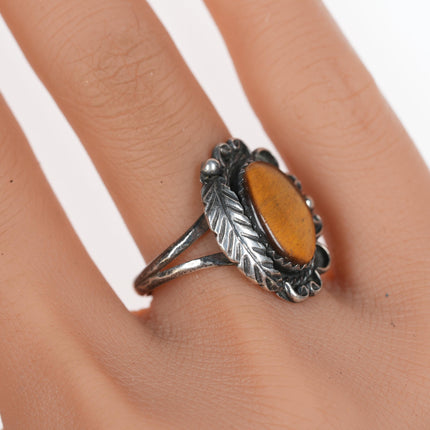 sz7.25 Vintage Native American silver cat's eye ring