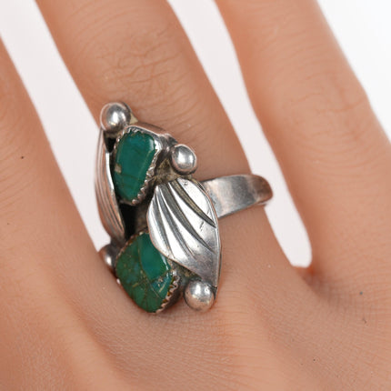 sz7 Vintage Zuni Cerrillios Turquoise silver ring