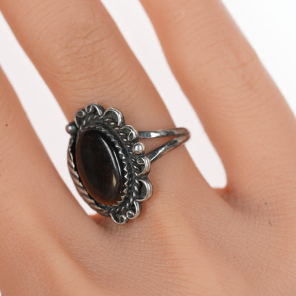 sz7.25 Vintage Native American silver cat's eye ring