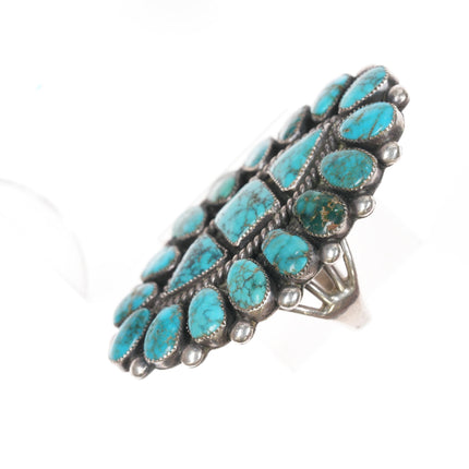 sz9.5 40's-50's Ondelacy Zuni high grade turquoise cluster ring