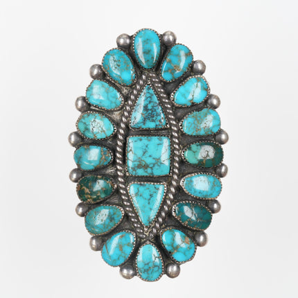 sz9.5 40's-50's Ondelacy Zuni high grade turquoise cluster ring