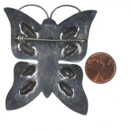 c1940's Navajo repousse silver butterfly pin