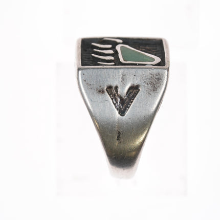 sz11.5 Vintage Native American silver/turquoise bear paw ring