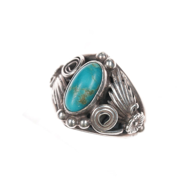 sz8 Vintage Running Bear shop Native American sterling and turquoise ring